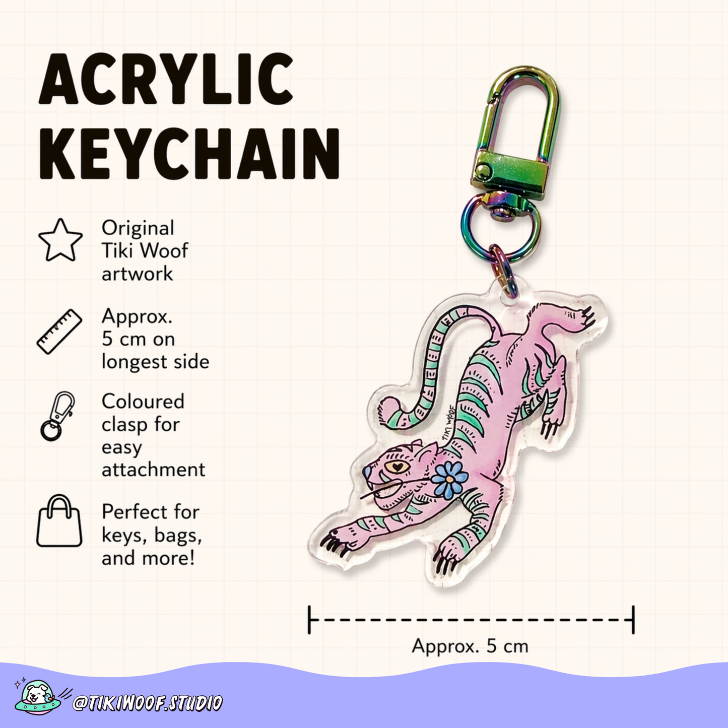 Flower Tiger Acrylic Keychain