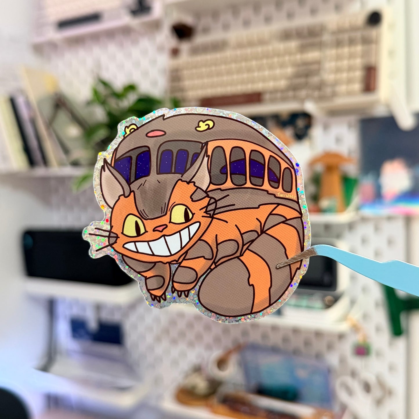 Cat Bus Glitter Sticker