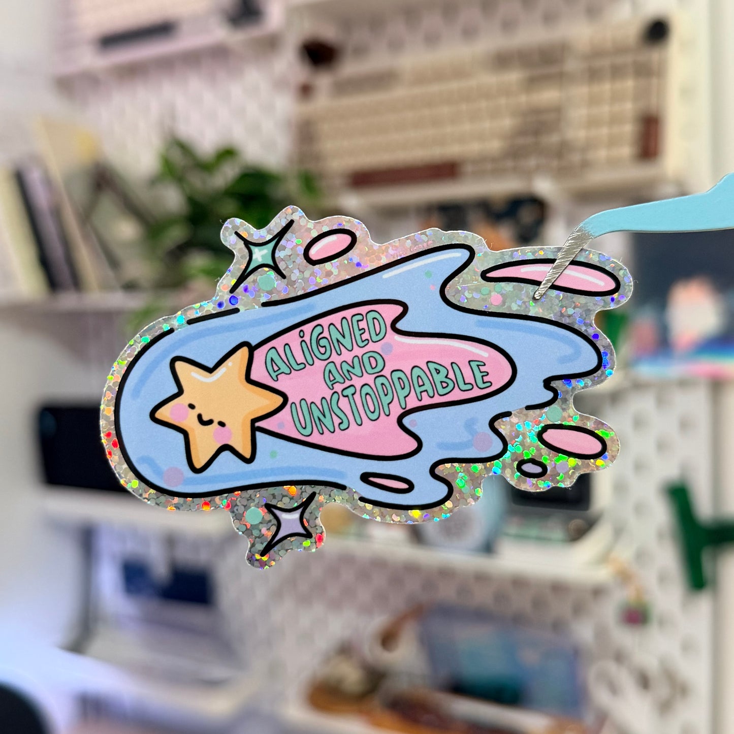 Aligned and Unstoppable Glitter Sticker