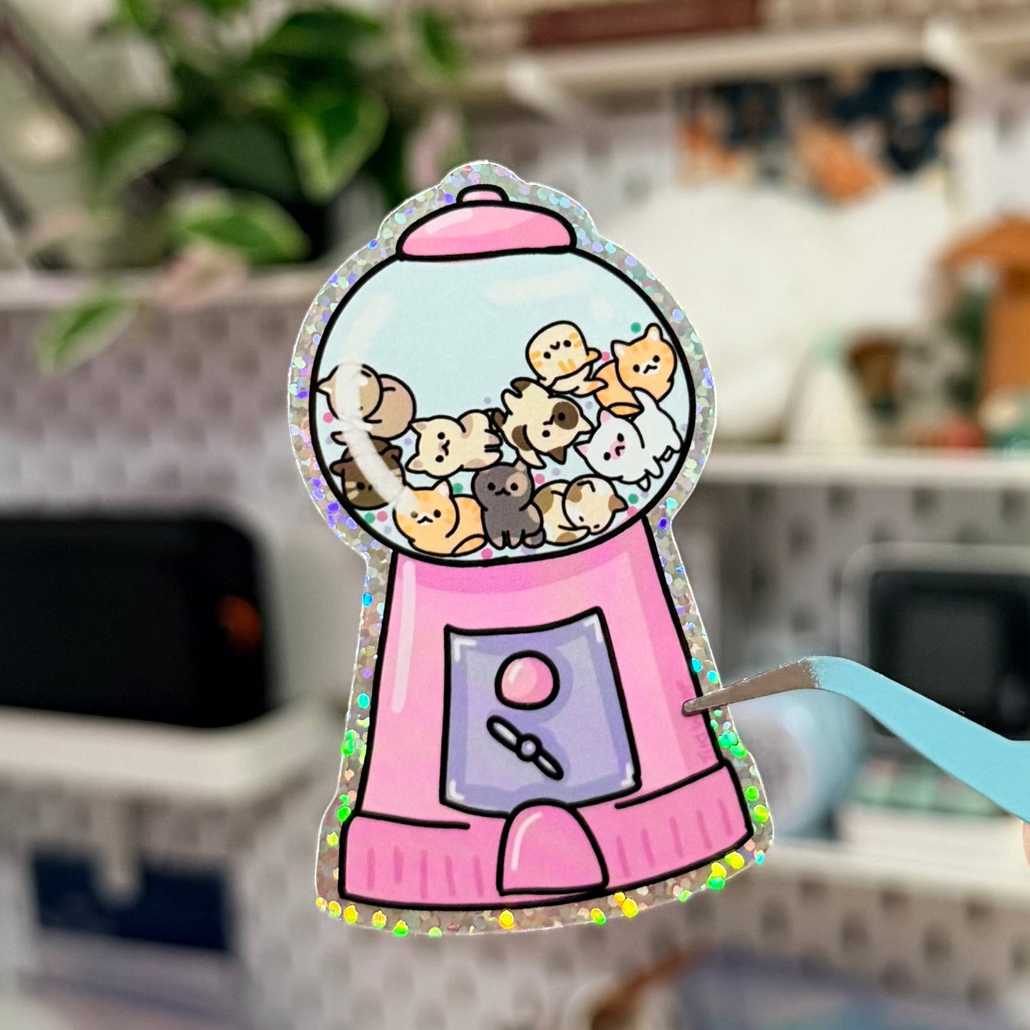 Gumball Kitties Glitter Sticker