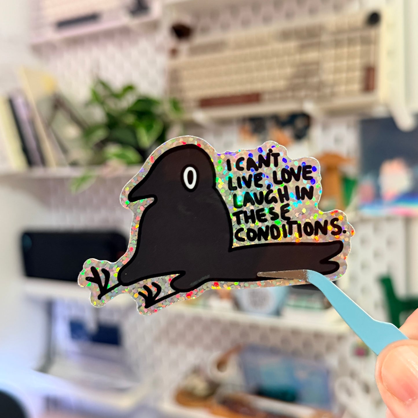 Can't Crow Glitter Sticker