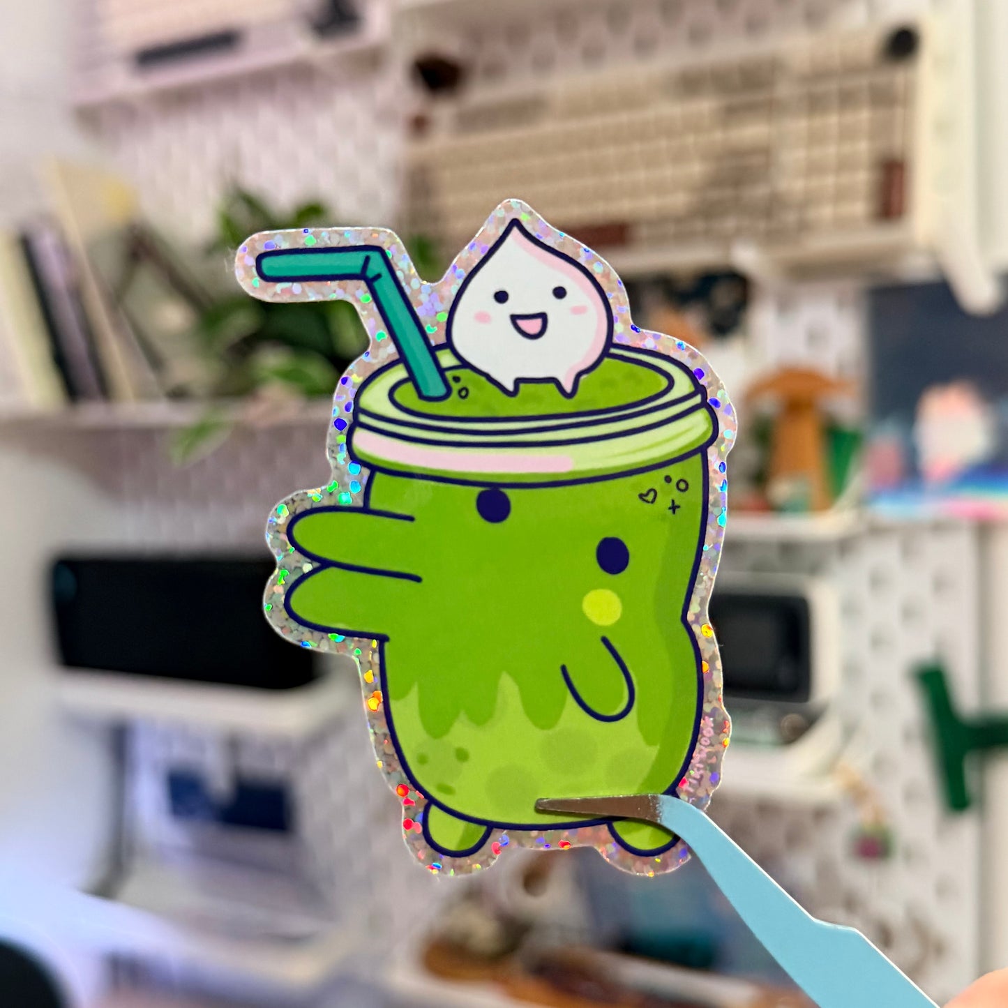 Kuchipatchi Matcha Glitter Sticker