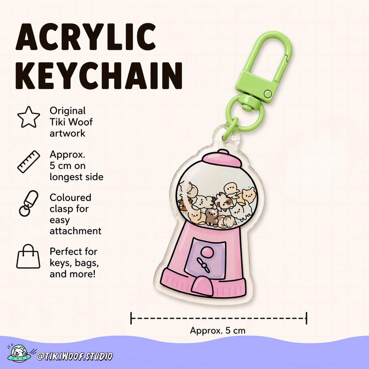 Gumball Cats Acrylic Keychain