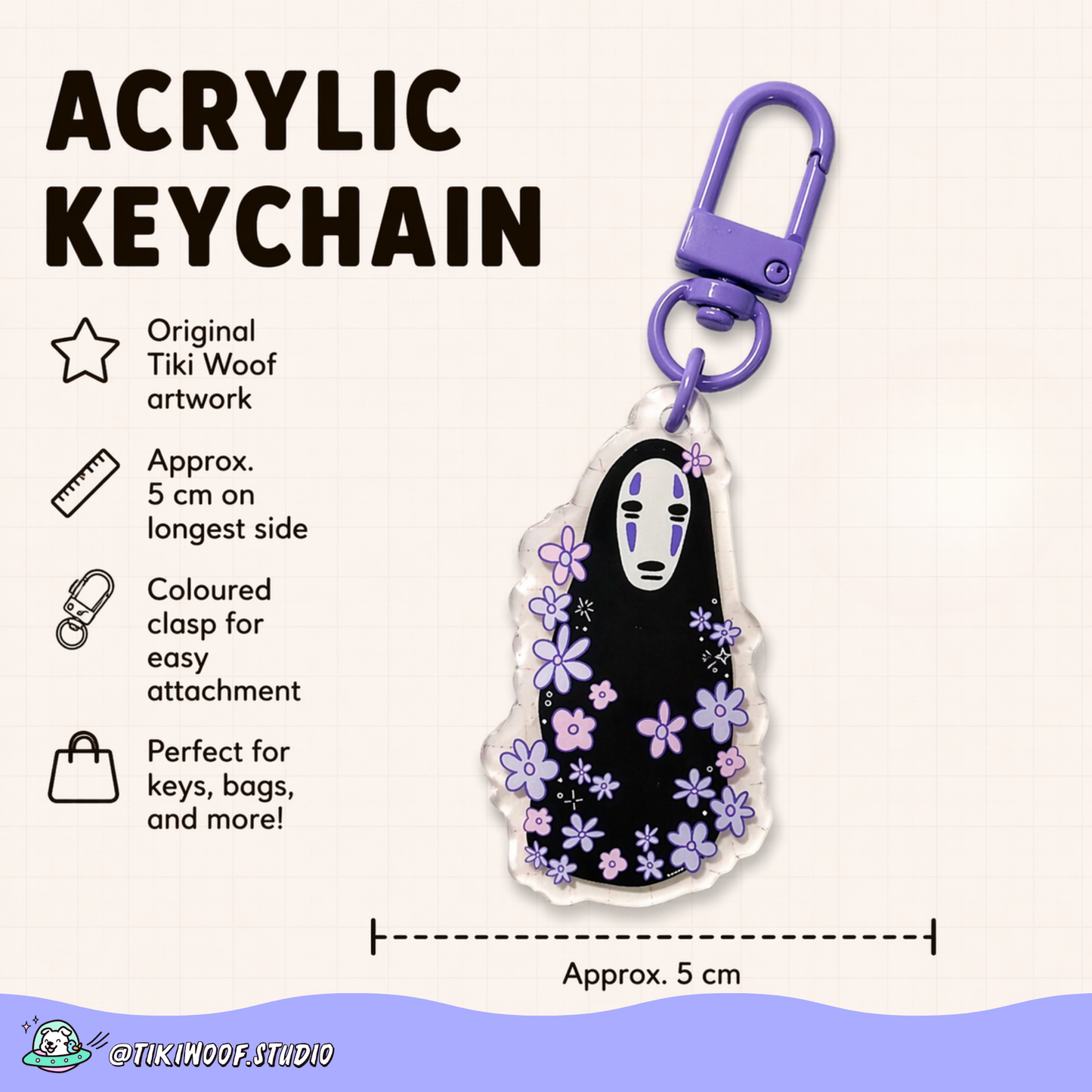 Noface with Flowers Acrylic Keychain