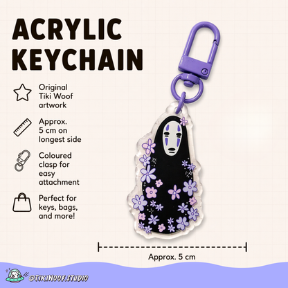 Noface with Flowers Acrylic Keychain
