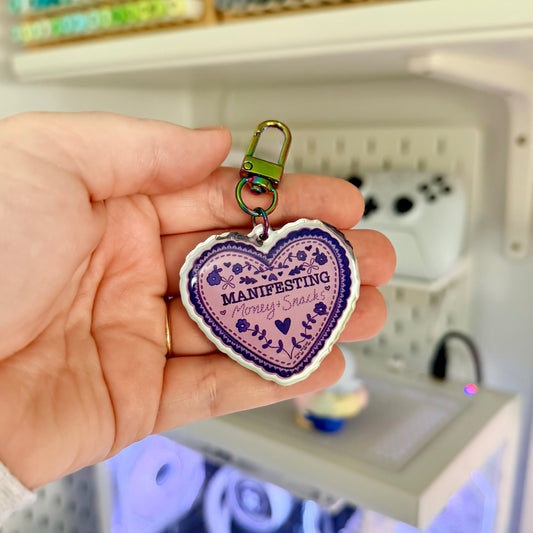 Manifesting Money and Snacks Mirror Keychain