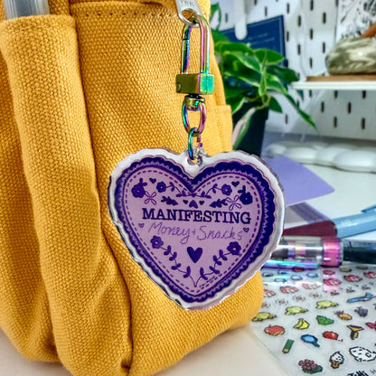 Manifesting Money and Snacks Mirror Keychain