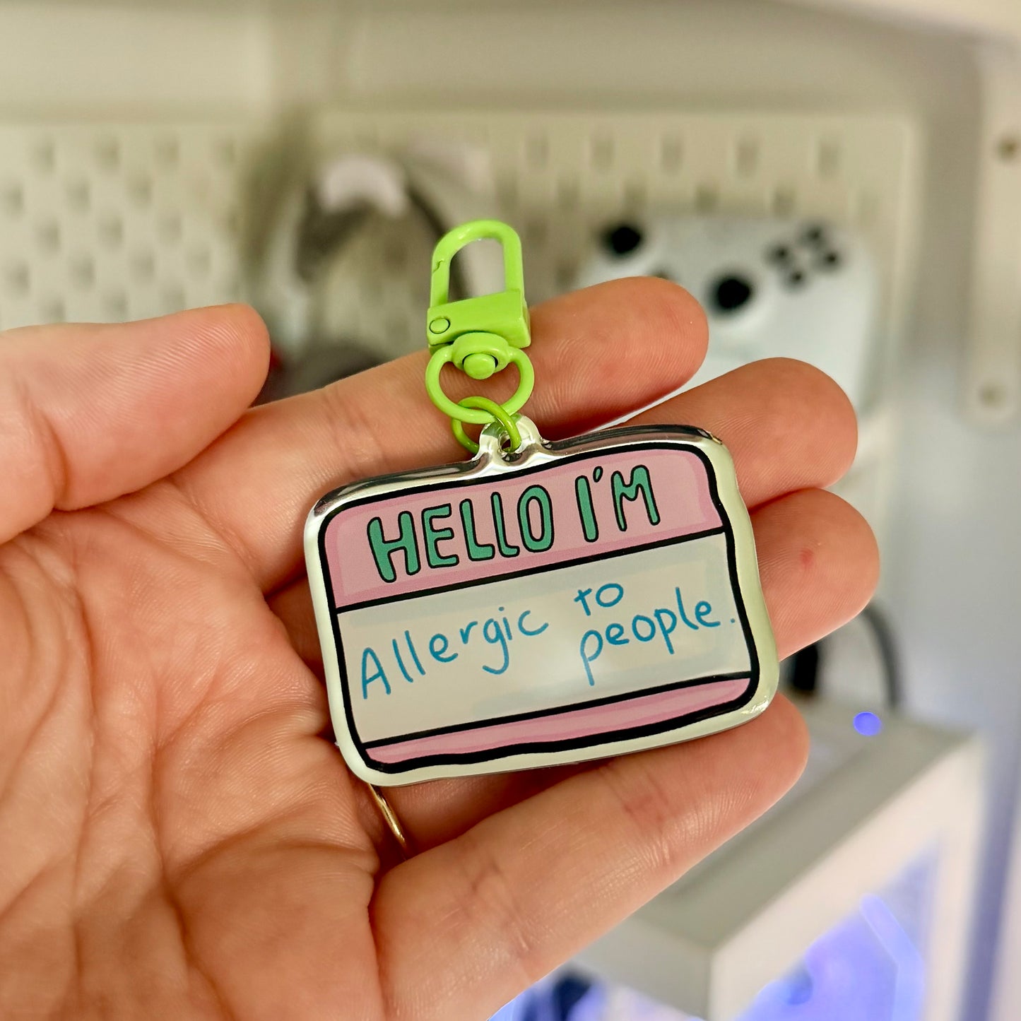 Allergic to people Mirror Keychain