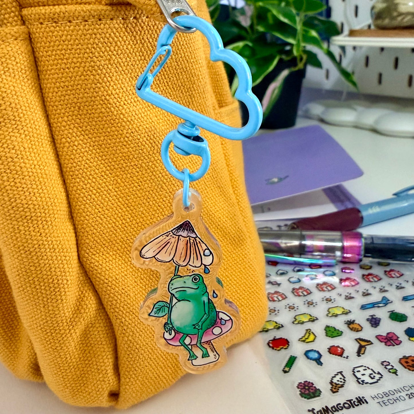 Rainy Frog Acrylic Keychain