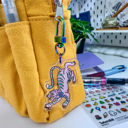 Flower Tiger Acrylic Keychain