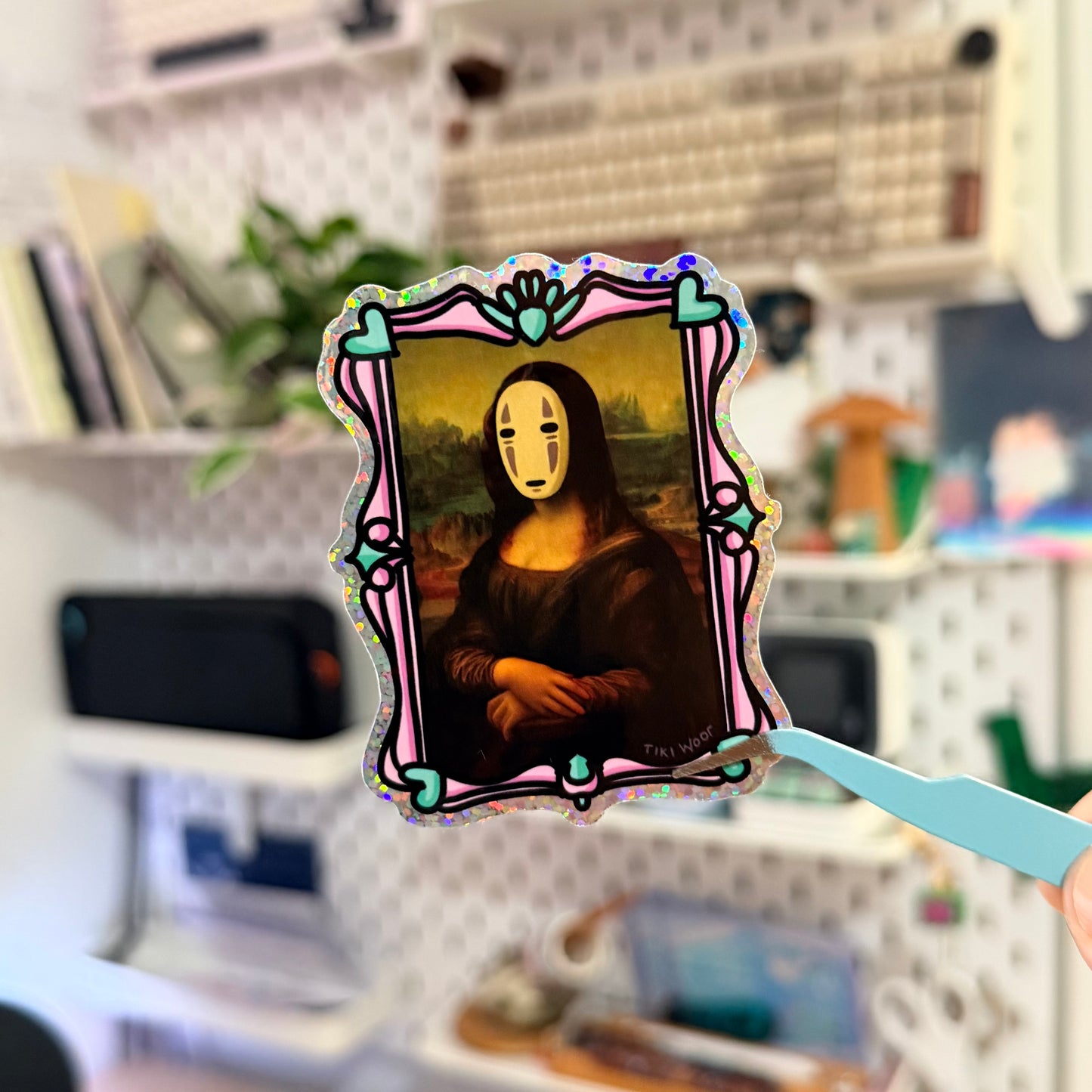 Mona No Face Glitter Sticker