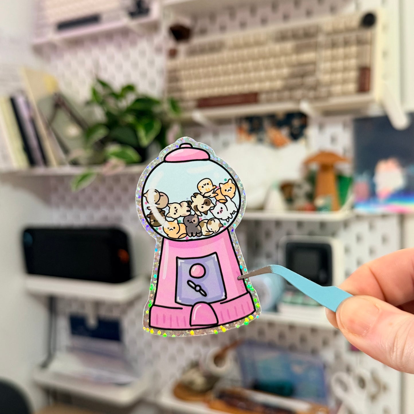 Gumball Kitties Glitter Sticker
