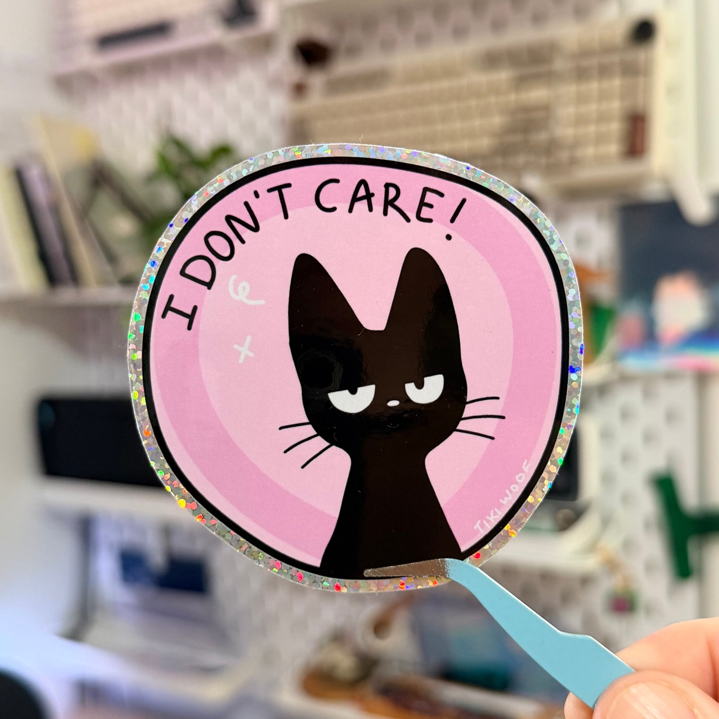 I Don't Care Glitter Sticker