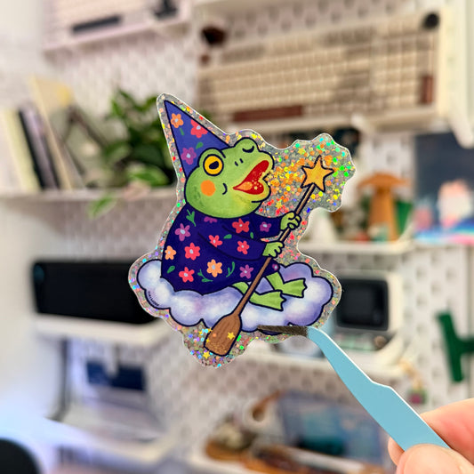 Wizard Frog Glitter Sticker