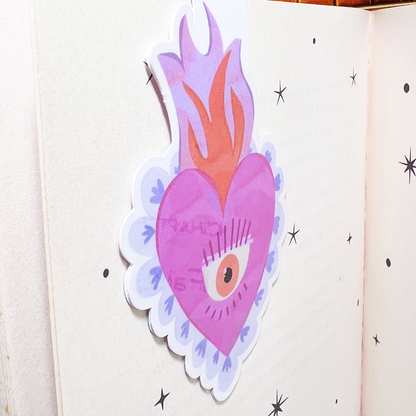 Magnetic Bookmark Flaming Heart